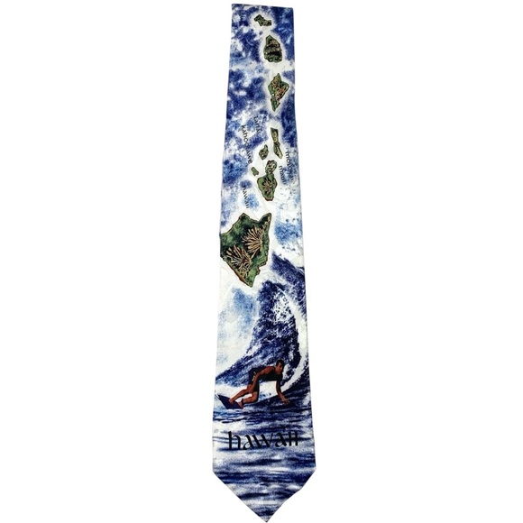 Tropical Hawaii Other - Tropical Hawaii Handmade Hawaii Hawaiian Islands Tie Map Molokai Maui Lanai Surf